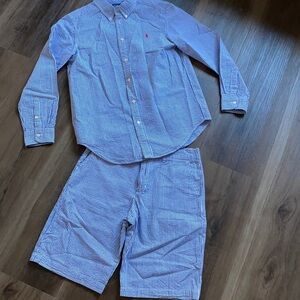 Ralph Lauren seersucker button down shirt and shorts
